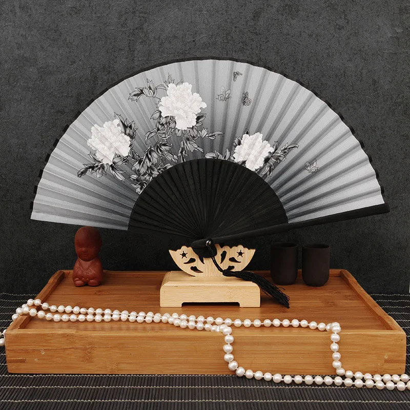 1 шт. винтажная китайская шелковая ткань пустой китайский складывающийся веер