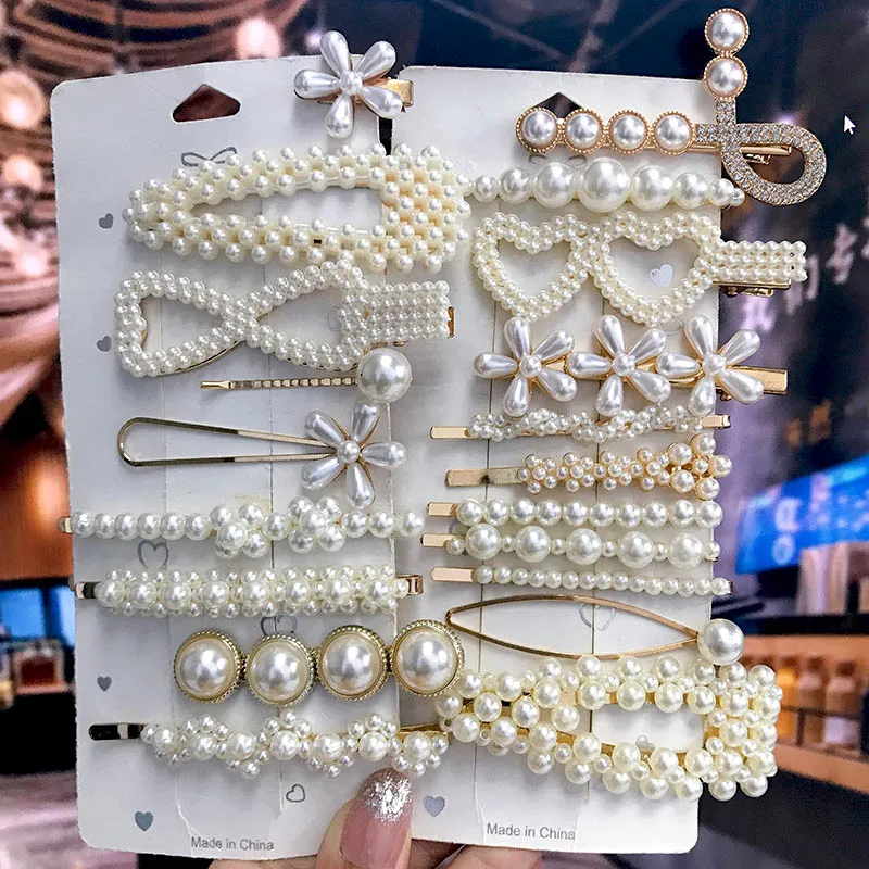 

New Korean Pearl Hair Clip For Women Girls Geometric Hairpin Barrettes Braided Pearl Side Clip Headwear Hair Fashion Accessories