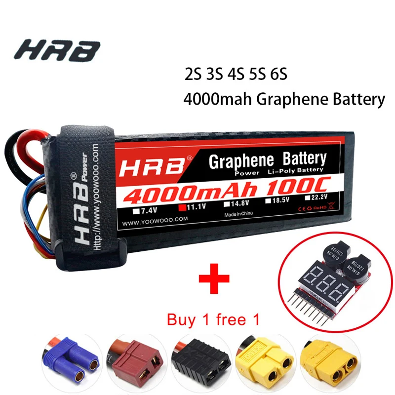 

Аккумулятор HRB RC Lipo, батарея 2S 3S 4S 5S 6S 4000 мАч, Графеновый Аккумулятор 7,4 В 11,1 В 14,8 в 18,5 в 22,2 в XT90 для радиоуправляемых монстр-грузовиков и дронов