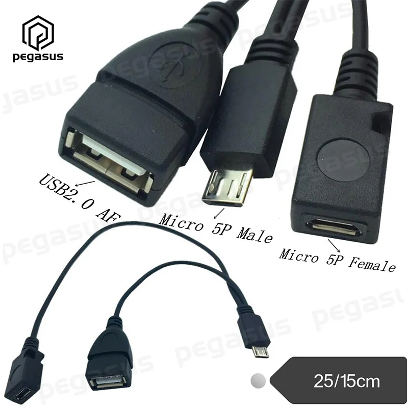 

25CM Micro 5PIN USB Host OTG Cable With USB Power Male to Female For Samsung NOTE 3 4