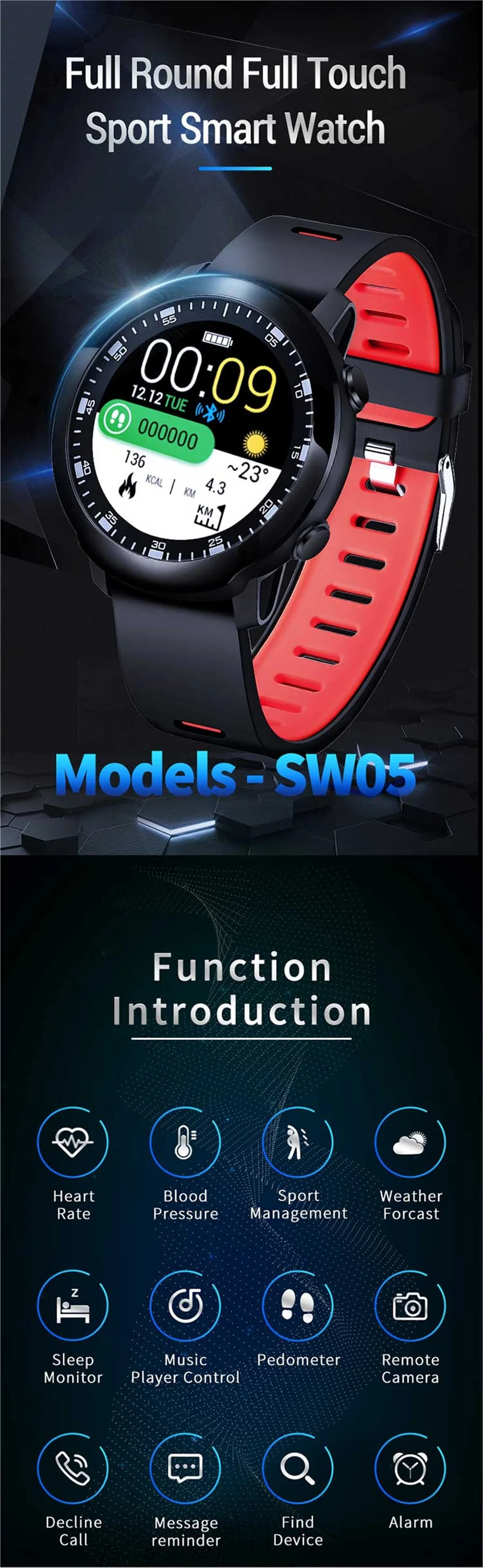 Spovan Fitness Bracelet Men Women Health Smart Watches Activity Tracker Blood Pressure Watch PK Amazfit Stratos 2 Smartwatch