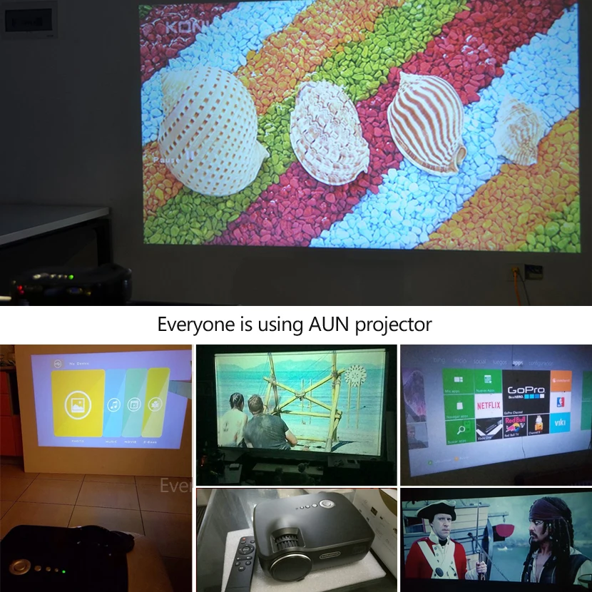 100% Аутентичный AUN цифровой проектор развлекательный домашний кинотеатр