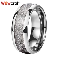 468mm tungsten rings for men meteorite inlay womens ring wedding domed band polished shiny confort fit engagement gift
