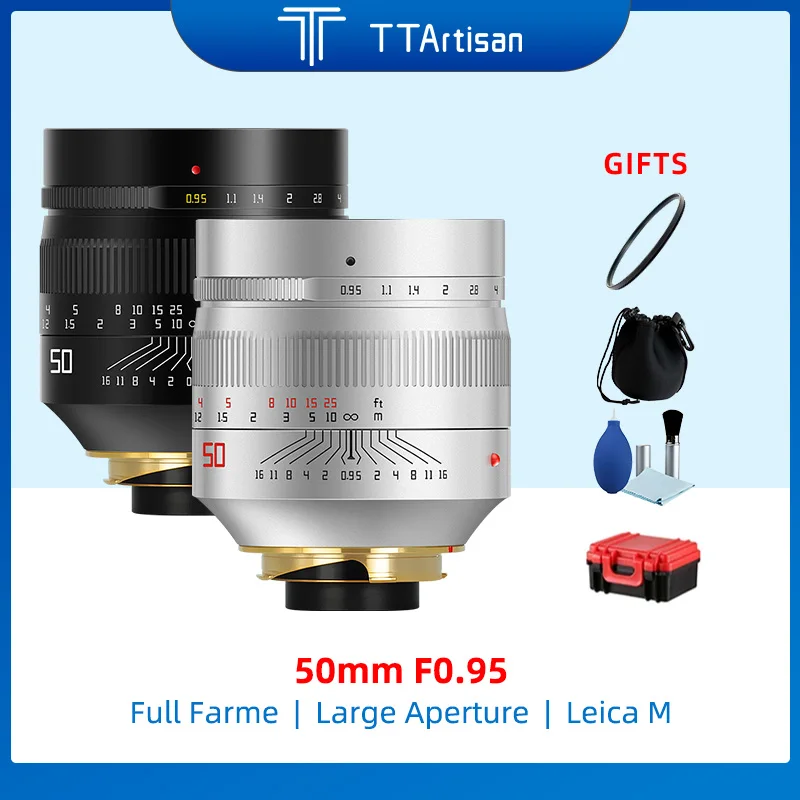 

TTArtisan 50mm F0.95 Full Fame Lens for Leica M-Mount Cameras with Adapter Compatible With Sony E Nikon Z Canon R Fuji X GFX