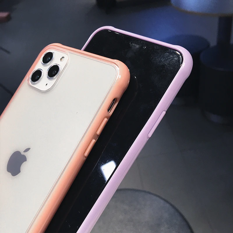 Чехол для Apple iPhone 6 S 7 Plus 8 X XR XS 11 Pro Max прозрачный цветной чехол с рамкой жесткий