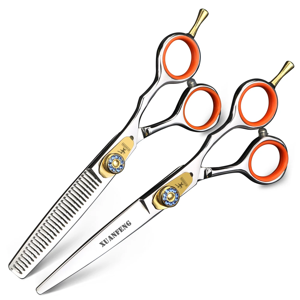 

Professional Japanese 440C steel hair scissors 6 inch cutting scissors and thinning scissors and razor set hairdressing tools