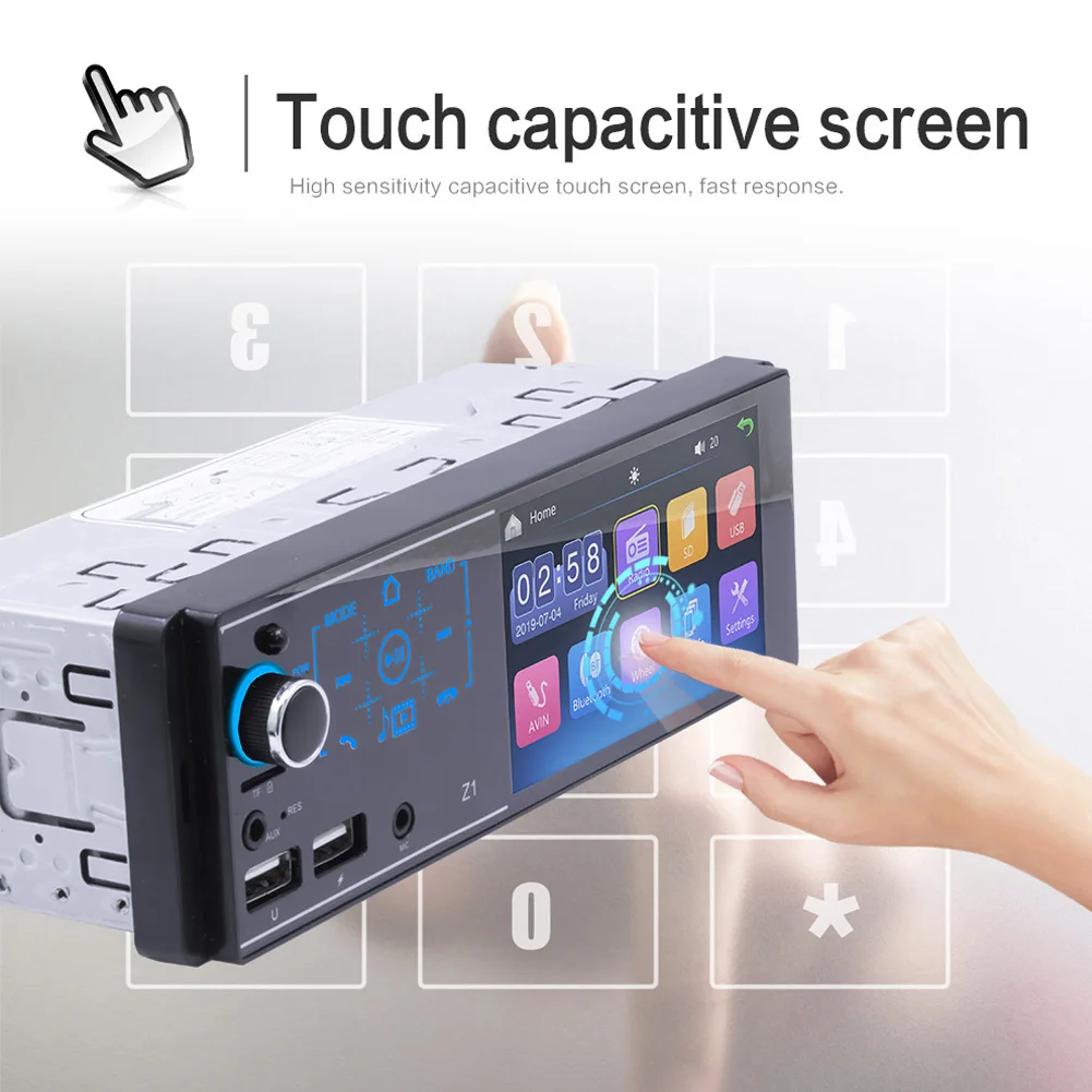 Автомагнитола с сенсорным экраном 4 1 дюйма стерео Bluetooth U-диск AUX два USB MP5 плеер