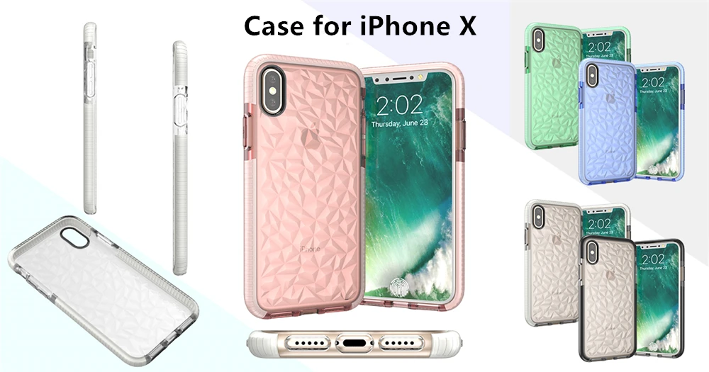 Алмазный Узор Двухцветный ТПУ чехол для телефона iPhone X Xs 8 7 6 6s plus XR Max | Мобильные