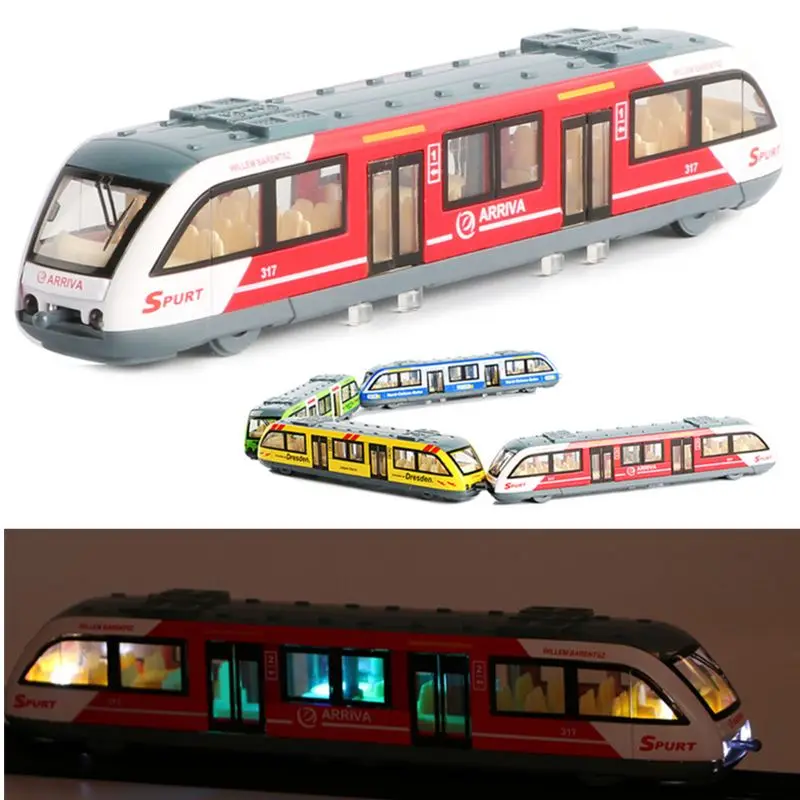 

New 1:64 Magnetic Pull Back Alloy Connected Subway Metro Track Train Alloy Model Toys Sound & Light Car Collection