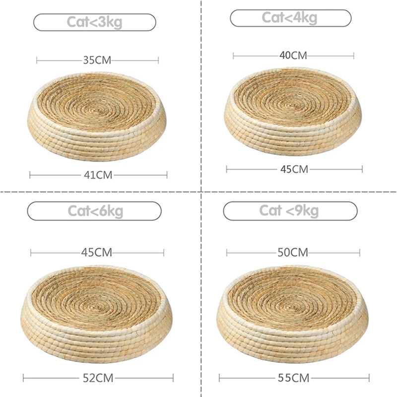 

Hand Braid Cat Bed Biodegradable Pet Straw Braided Bed Puppy Kneel Natural Cat Nest Scratching Board