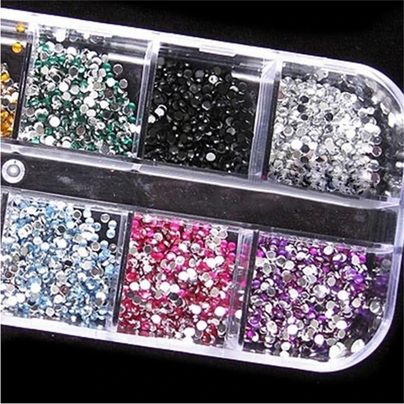 

1 Box 12 Colors Rhinestones Hard Nail Art Rhinestone Case Nail Art Tips Stickers Acrylic Uv Gel Nail Decor Nail Art Tool