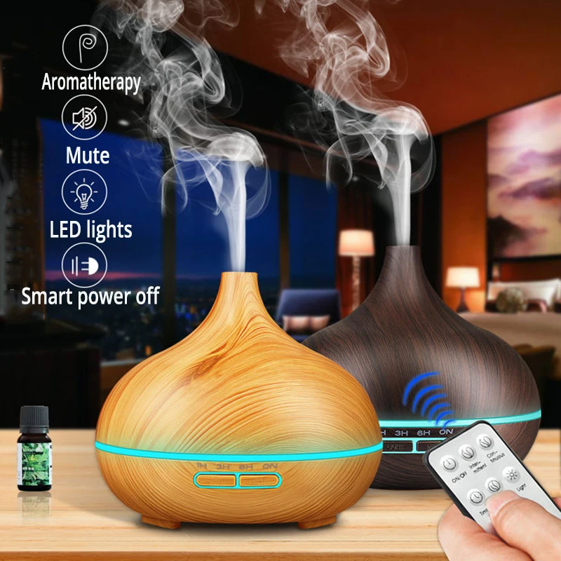 

400ml Electric Aromatherapy Air Diffuser Essential Air Humidifier Ultrasonic Wood Grain Humidifier Mini Mist Maker LED Light