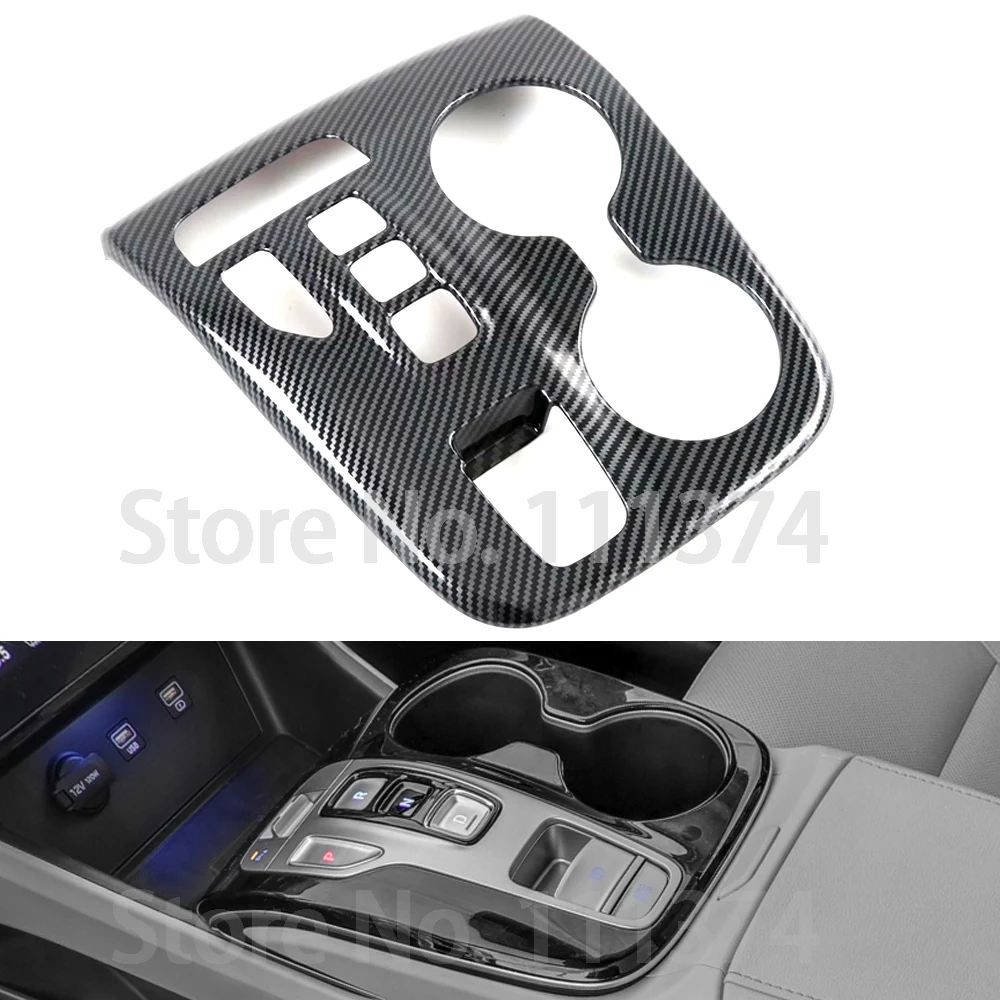 

For Hyundai Tucson 2021 NX4 Styling ABS Carbon Look Car Central Control Gear Shift Box Water Cup Frame Decoration Accessories