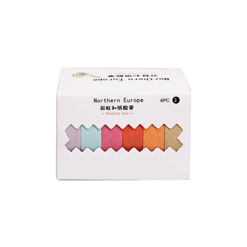 

6 Pcs/Box Solid Color Paper Washi Tape Set Scrapbook Adhesive Sticker Decorative