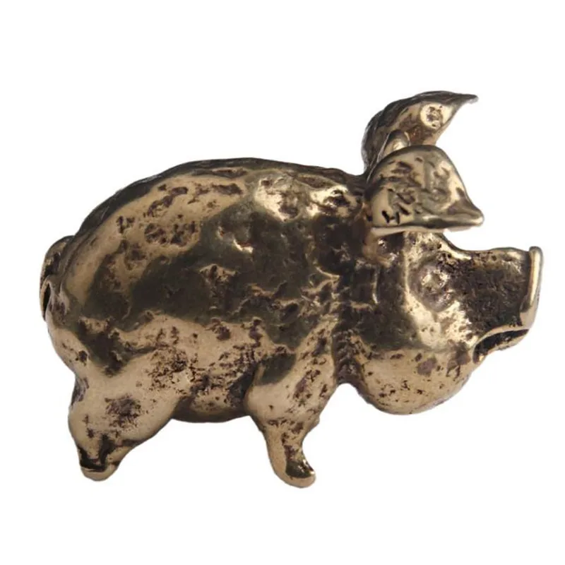 

3D Mini Pig Casting Animal Figurine Retro Style Metal Sculpture Home Office Room Desktop Decoration Collect Ornaments Gifts
