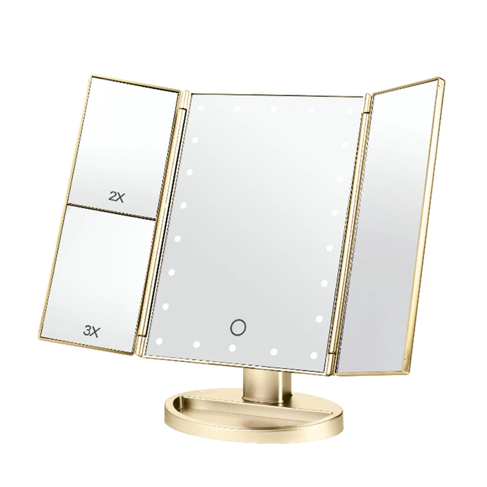 Зеркало для макияжа с регулируемой яркостью 22 светодиода увеличение 2X/3X/10X
