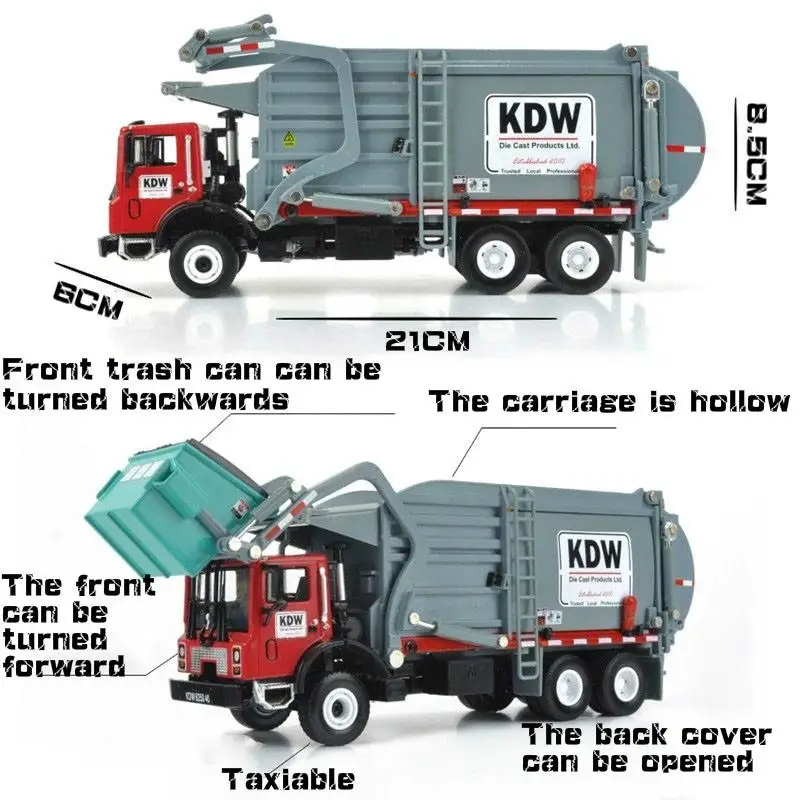 Сплав подъемно транспортное грузовик Чистка мусора модель автомобиля 1:24