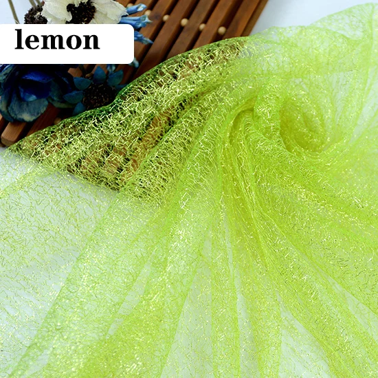 lemon 1/2/5 м/лот блеск золотой нитью тюль ткань, Сетчатое платье с блестками для сцены вечерние свадебное платье юбки украшения DIY ткани - Цвет: lemon