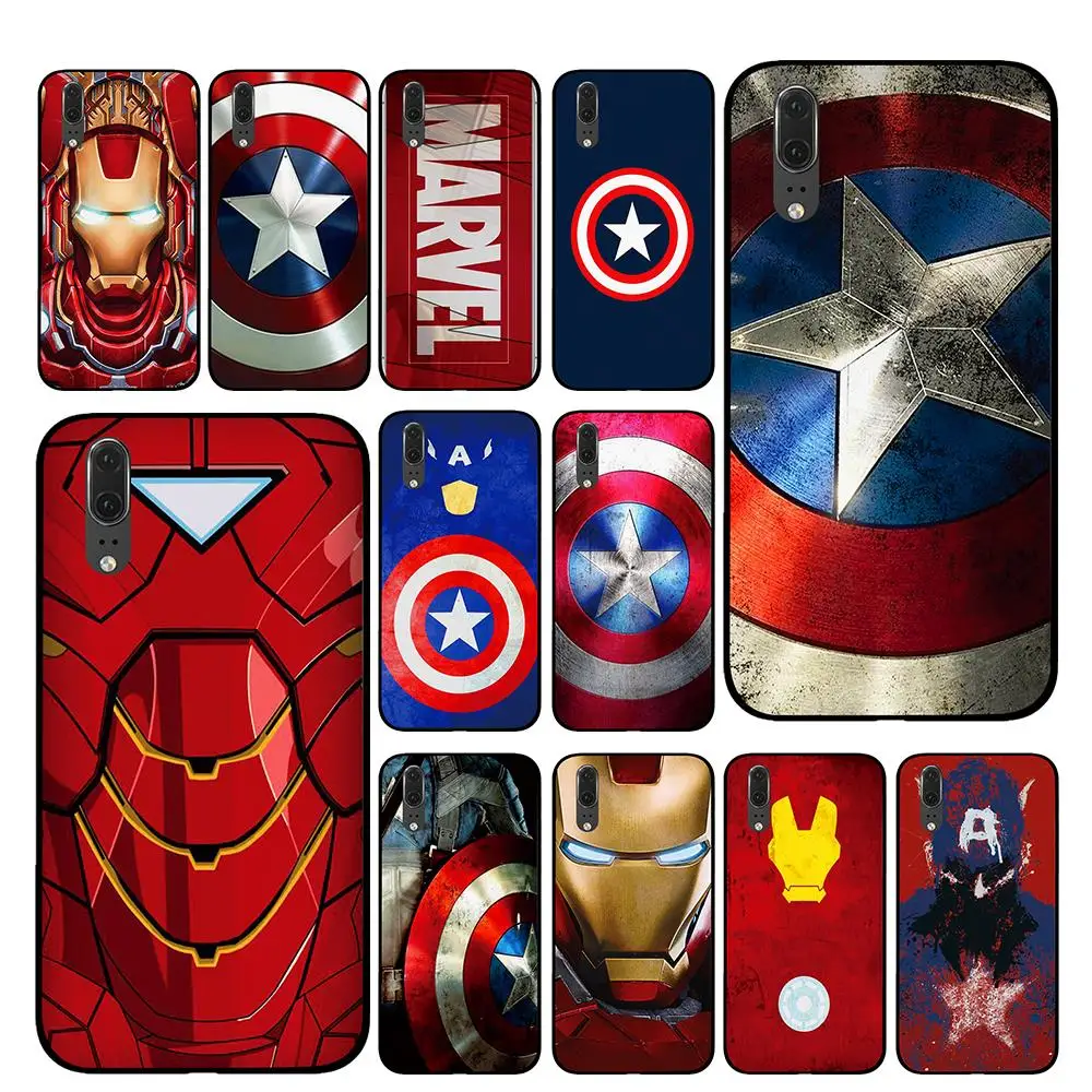 Капитан Америка, Железный человек для marvel черный чехол для телефона huawei P30 P20 mate 10 20 Pro Lite Nova 3 4 3i чехол