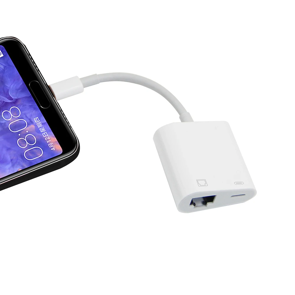 OTG Ethernet USB Adapter For C to RJ45 LAN Wired Network 100mbs Converter for type c port mobile phone | Мобильные телефоны и