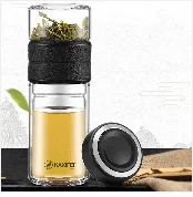 Curge Стекло Чай Кубок кружки с крышкой Чай Infuser стеклянный, с двойными стенками чашка для Кофе бутылка-термос для стакан для воды Стекло бутылка для воды