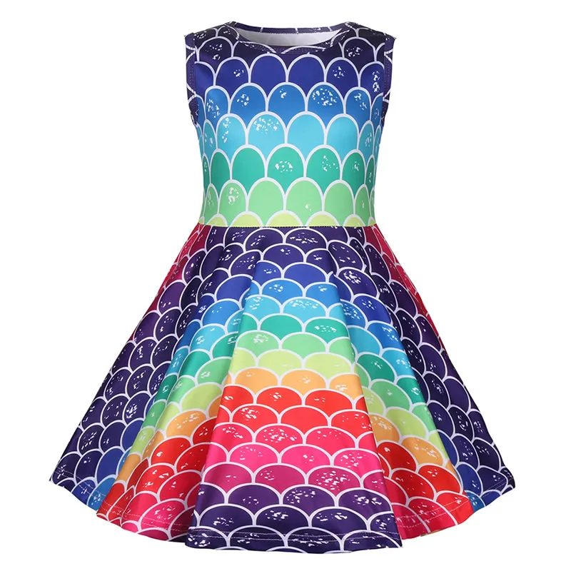 Нарядное платье для девочек; костюм радуги; платье Ариэль для девочек; Вечерние Повседневные платья на Хэллоуин с 3D принтом; подарок на день рождения; платье русалки - Цвет: Mermaid Dress A