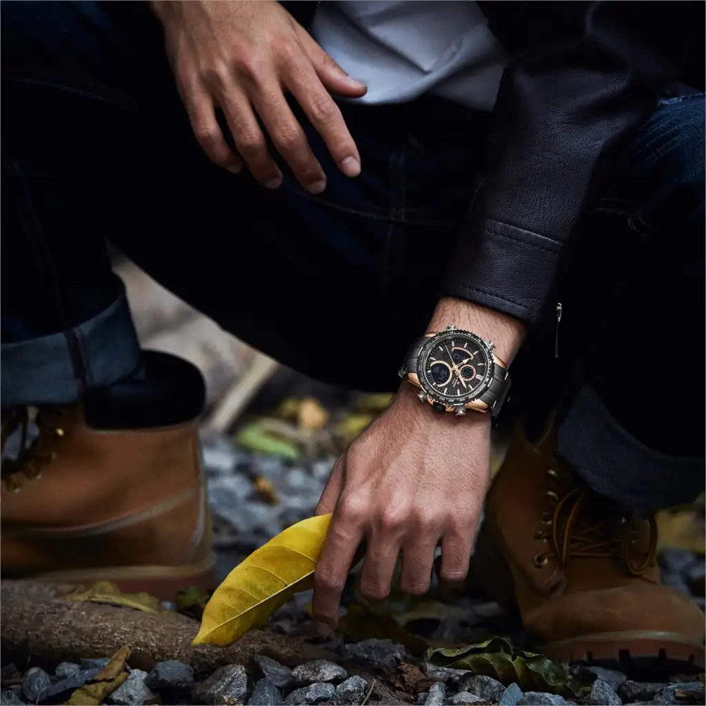 Часы наручные NAVIFORCE Мужские кварцевые роскошные Брендовые спортивные с большим