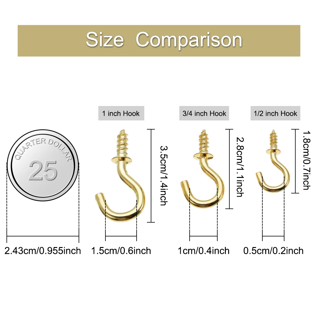 Shellhard 50 шт. латунные крючки для чашек винты вешалка пальто картин держатель
