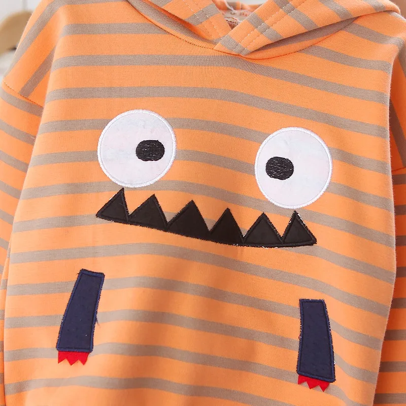 

New Boys Baby Girls Spring Autumn Clothes Children Cartoon Casual Striped Hoodies Pants 2Pcs/Sets Kids Fashion Cotton Tracksuit