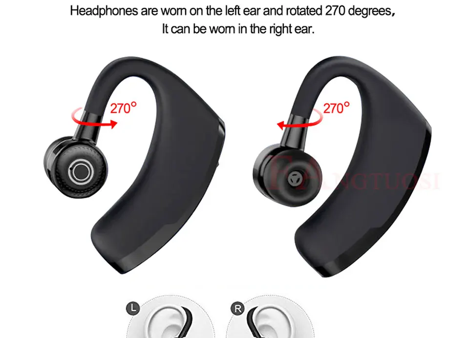 FANGTUOSI V9 бизнес беспроводные Bluetooth наушники Handsfree шумоподавление Гарнитура ушные крючки наушники с микрофоном для iPhone 11