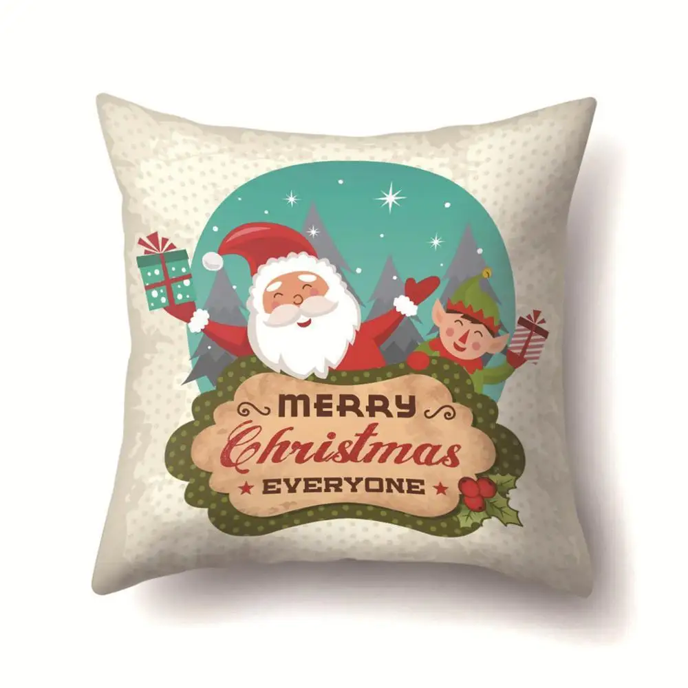 2BZ-40543-294 1Pcs Santa Pattern Christmas Cushion Cover 45*45 Decorative Throw Pillow Xmas New Year Home Decor Polyester Pillowcase 40543 - Цвет: 2BZ-40543-294