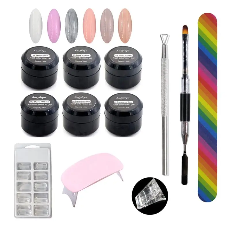 

Nail Extensions Gel Kit Nail Planer Molds Pusher Mini Phototherapy Lamp Set