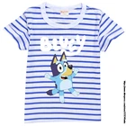 Bingo bluey для детей с принтом из мультфильма Город героев; Модные футболки для детей, детская одежда для мальчиков и девочек, подарки, одежда для дня рождения