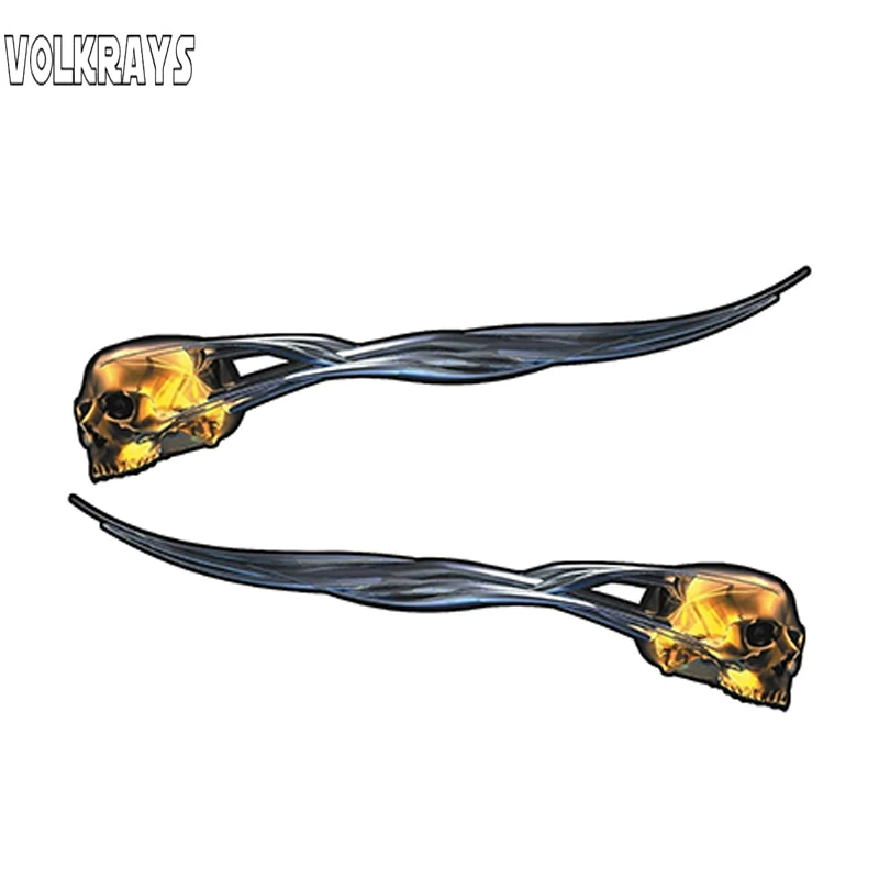 

Volkrays 2 X индивидуальная Автомобильная наклейка череп пламя оболочка для лодки автомобиля грузовика шлема мотоцикла бензобака графическая Н...