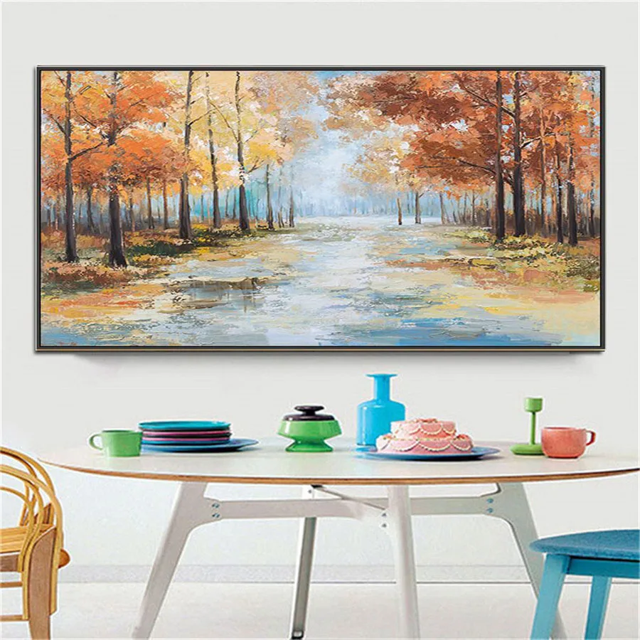 

Hand-painted Van Gogh landscape oil painting living room decoration art picture hanging painting Canada's autumn maple forest