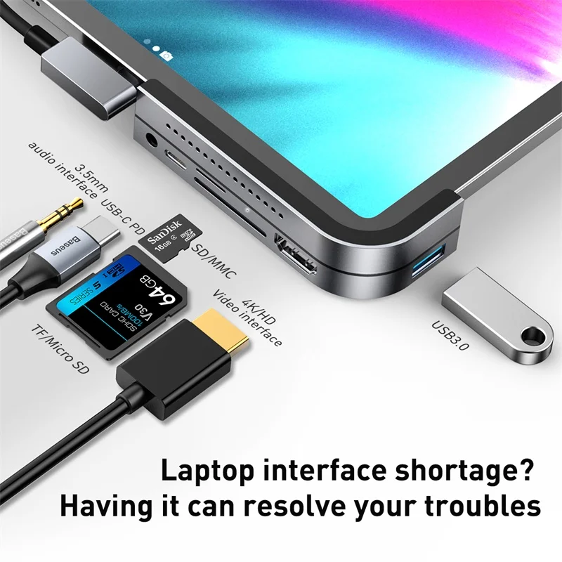 USB концентратор Baseus для iPad Pro 2020 PD Type C док станция HDMI совместимый 3 0 мульти TF ридер