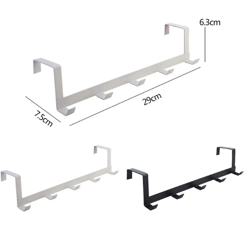 

Punch-free Five Row Door Rear Hook Towel Clothes Hats Coat Iron Hanger Housekeeper on Wall Bathroom Home Accessories Organizer