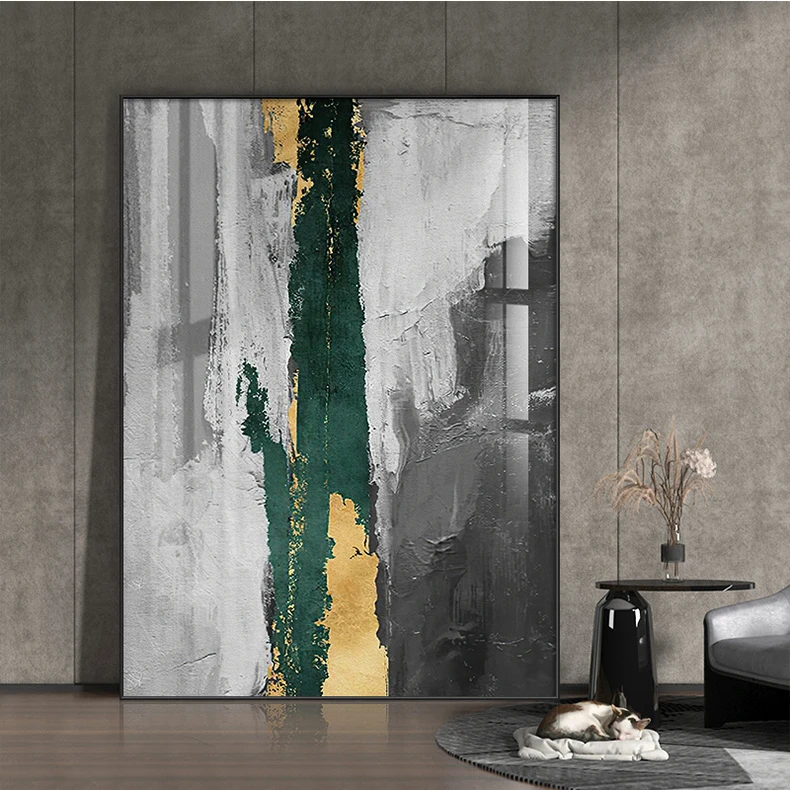 

Grey Green Gold Abstract Art Print Canvas Painting Wall Art Luxury Graffiti Poster Nordic Modern Art Painting Room Decoration