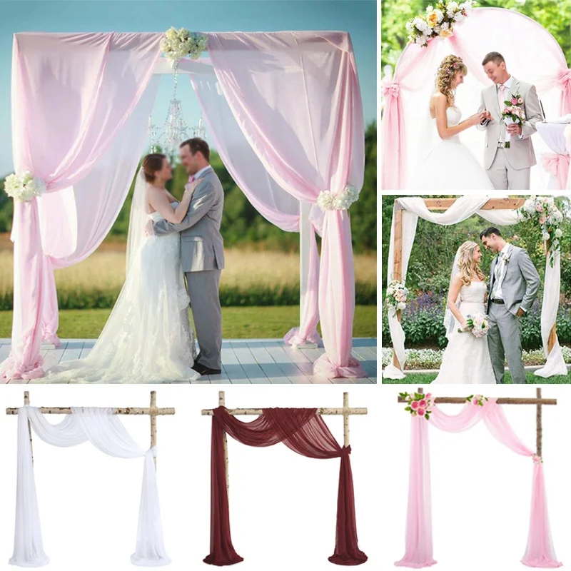 

70x550cm Outdoor Wedding Arch Background Chiffon Tulle Curtain for Wedding Party Decoration