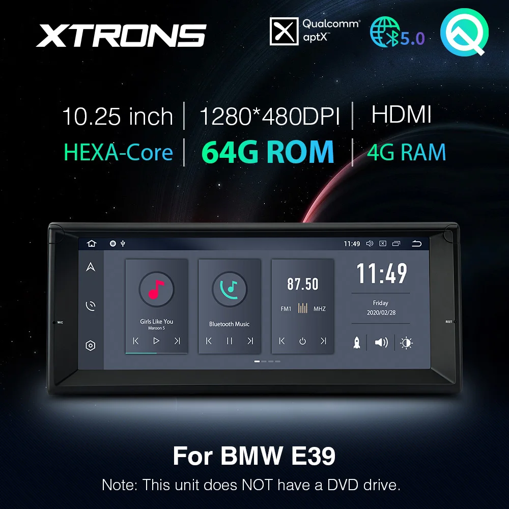 Автомобильный радиоплеер XTRONS Qualcomm Bluetooth 5 0 AptX 10 25 ''Android PX6 GPS для BMW E39 M5 1999 2003 7