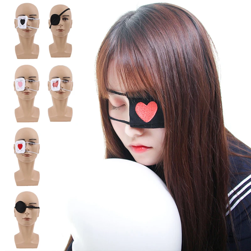 1Pcs Anime Cosplay Costume Eyeshade Heart Embroidery Single Eye Mask Blindfold Eyepatch | Sleep &amp Snoring