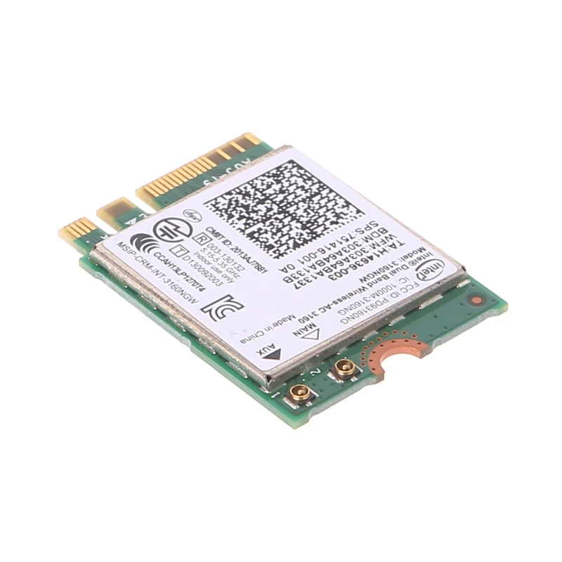 

Intel Dual Band Wireless 802.11 AC 3160 NGW NGFF Bluetooth 4.0 Wifi WLAN Card