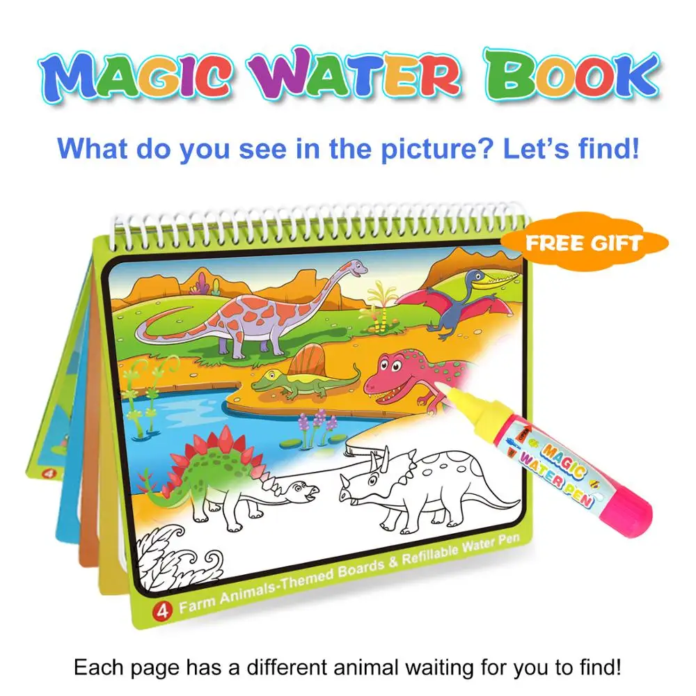 85*65cm Big Size Animal Magic Water Drawing Mat & 3 Pens Stamp Set Painting Board Doodle Educational Toys for Kids | Игрушки и хобби