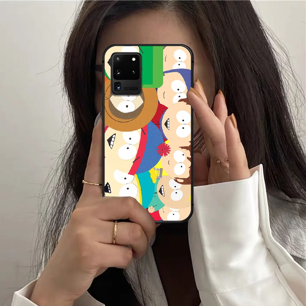 

Souths-Park Cartoon Phone Case For Samsung Galaxy S 7 21 Note 8 9 10 20 E FE Ultra Plus black Waterproof Trend Shell Silicone