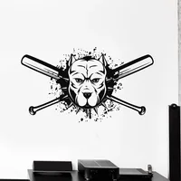 Baseball Bat Wall Decal Angry Dog Patrol Garage Car Decor Door Window Vinyl Stickers Living Room Interior Creatives Mural Q435