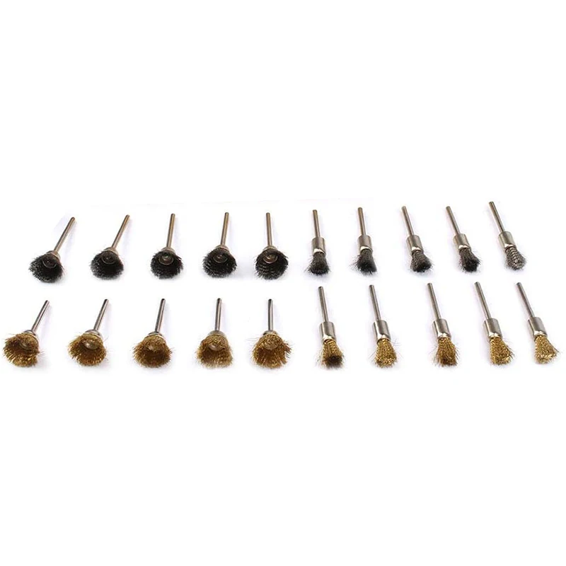 

60 Pcs Brass Steel Wire Polishing Brush Wire Brush Wheel Set 1/8inch (3mm) Shank for Polishing Tools Accessories