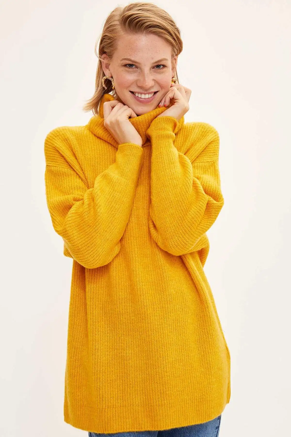 DeFacto с высоким плотно облегающим шею воротником Трикотаж Tunic-J2247AZ19WN | Тематическая
