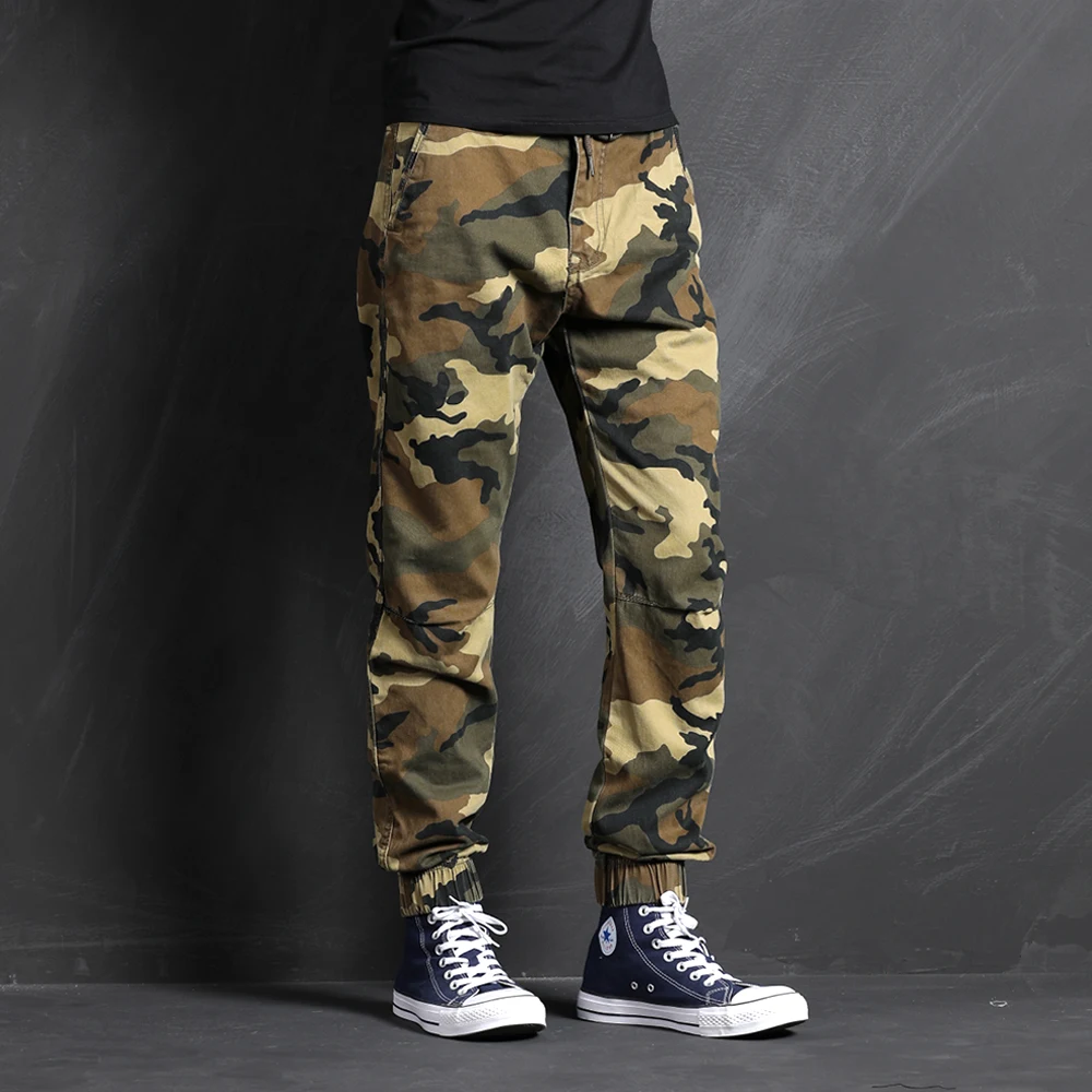 Мужские брюки карго в стиле милитари серые камуфляжные свободные джоггеры