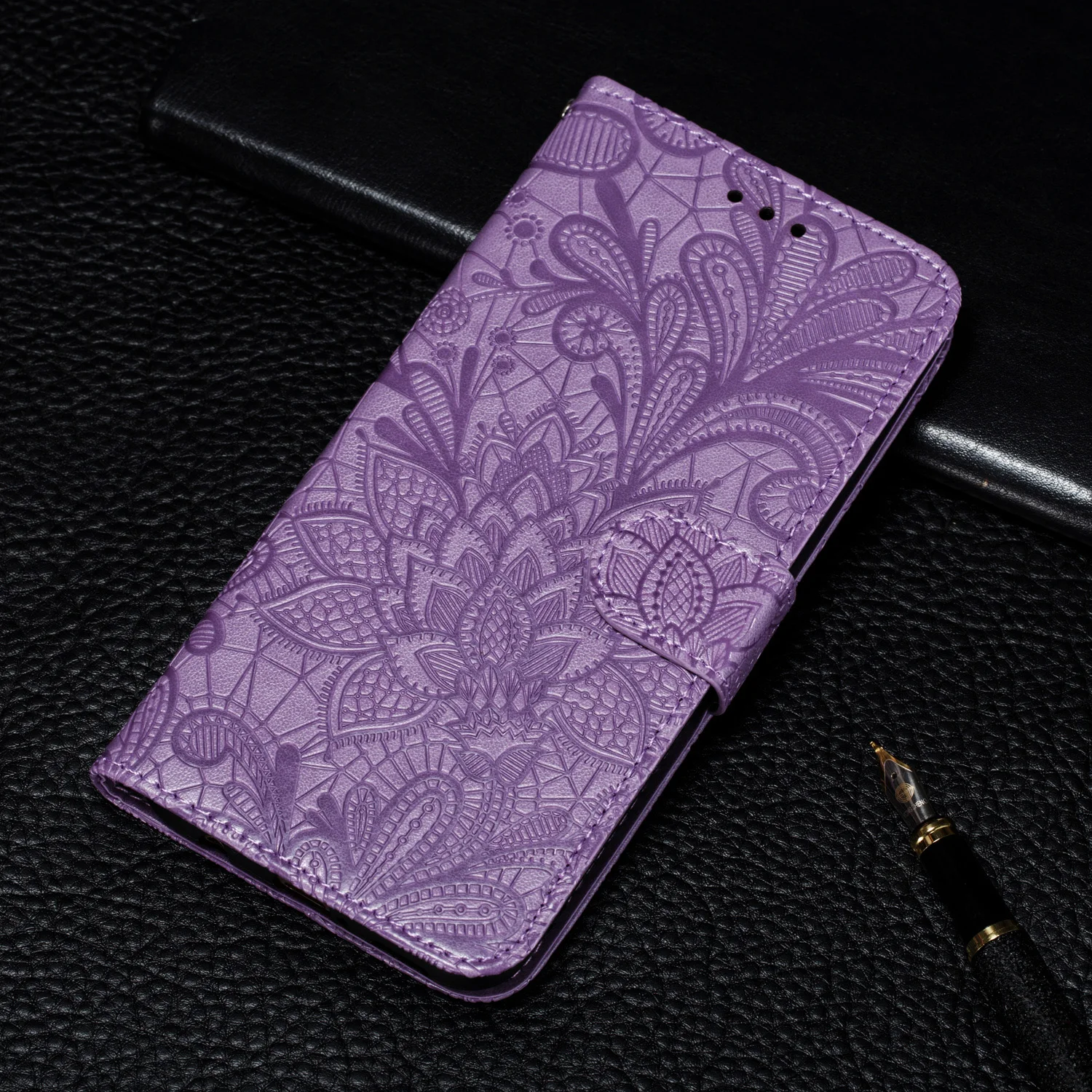 Purple Кружевное платье с цветочным рисунком кожаный бумажник чехол для Nokia Lumia 6,2 7,2 2,2 3,2 4,2 2,1 3,1 5,1 плюс 7,1 1 6,1 плюс X6 8,1 флип тиснение Модный чехол - Color: Purple
