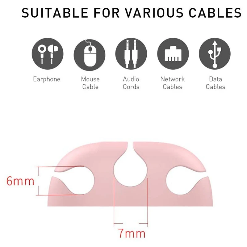 Desktop Cable Organizer Storage Holder Silicone 6-Piece Clamp for Home Office | Компьютеры и офис